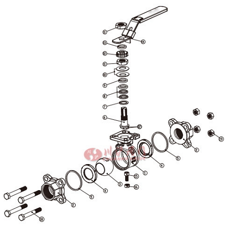 高平臺(tái)3片式法蘭球閥內(nèi)部圖